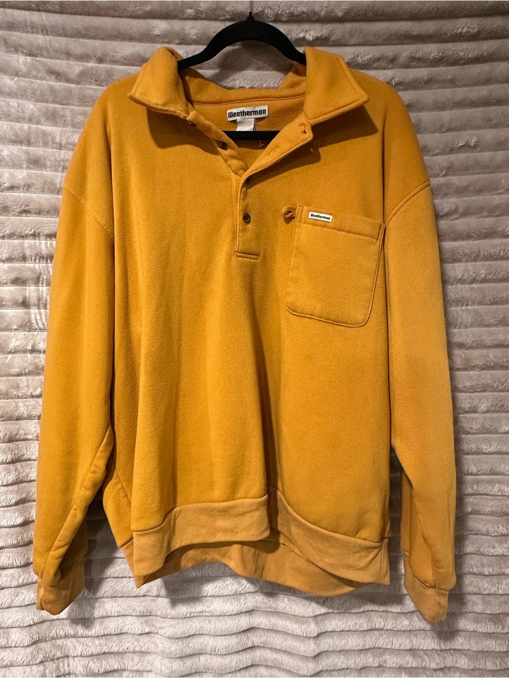 Vintage Weatherman Men's Mustard Yellow Fleece Pullover Sweater